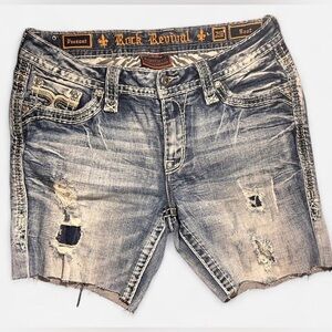 Rock Revival denim shorts made from jeans. Waist 32”